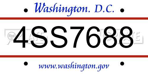 4SS7688 District Of Columbia License Plate