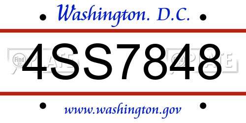 4SS7848 District Of Columbia License Plate