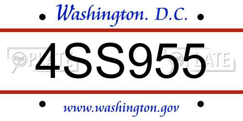 4SS955 District Of Columbia License Plate