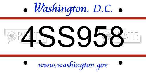 4SS958 District Of Columbia License Plate