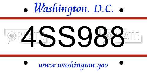 4SS988 District Of Columbia License Plate