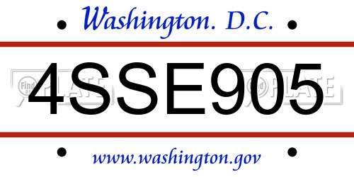 4SSE905 District Of Columbia License Plate