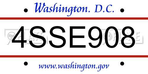 4SSE908 District Of Columbia License Plate