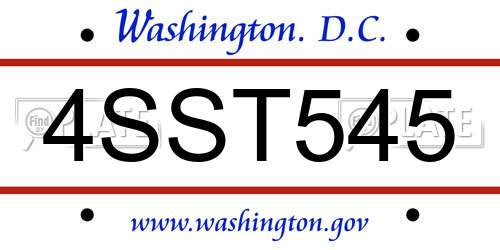 4SST545 District Of Columbia License Plate