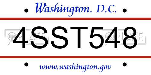 4SST548 District Of Columbia License Plate