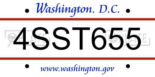 4SST655 District Of Columbia License Plate