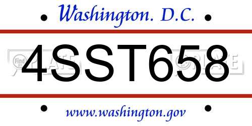 4SST658 District Of Columbia License Plate