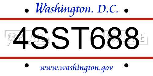 4SST688 District Of Columbia License Plate