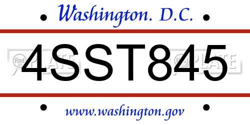 4SST845 District Of Columbia License Plate