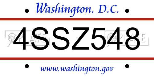 4SSZ548 District Of Columbia License Plate