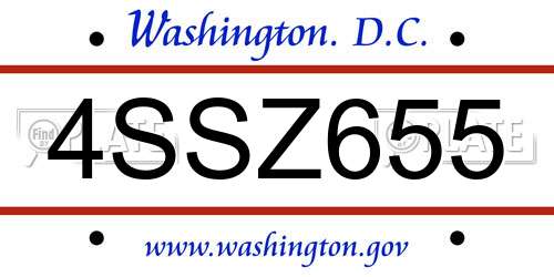 4SSZ655 District Of Columbia License Plate