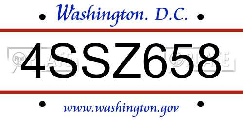 4SSZ658 District Of Columbia License Plate