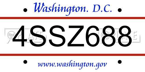 4SSZ688 District Of Columbia License Plate
