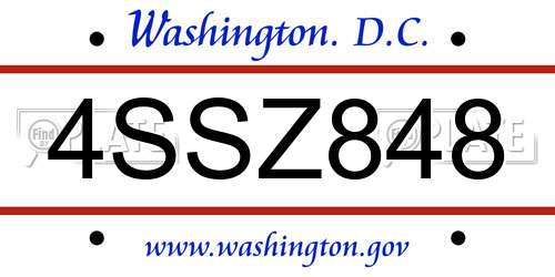 4SSZ848 District Of Columbia License Plate