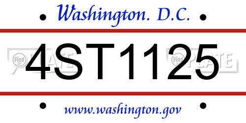 4ST1125 District Of Columbia License Plate