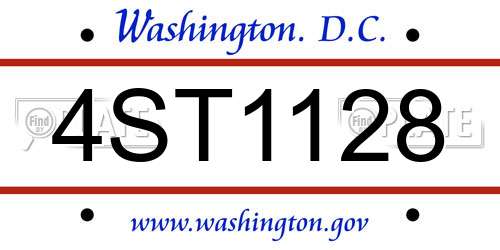 4ST1128 District Of Columbia License Plate
