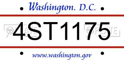 4ST1175 District Of Columbia License Plate