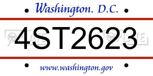 4ST2623 District Of Columbia License Plate
