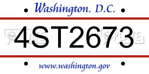 4ST2673 District Of Columbia License Plate
