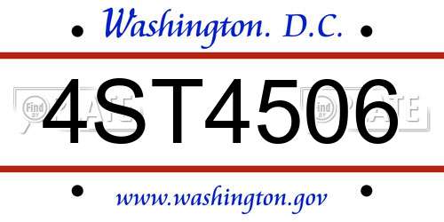 4ST4506 District Of Columbia License Plate