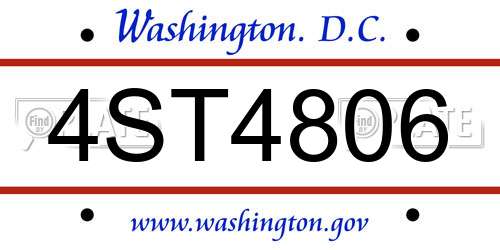 4ST4806 District Of Columbia License Plate