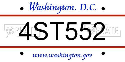 4ST552 District Of Columbia License Plate