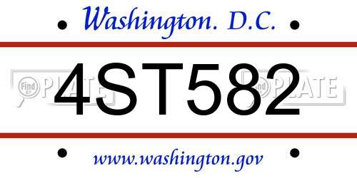 4ST582 District Of Columbia License Plate