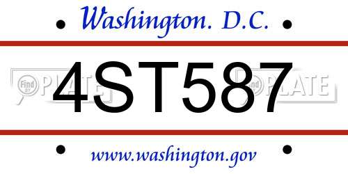 4ST587 District Of Columbia License Plate