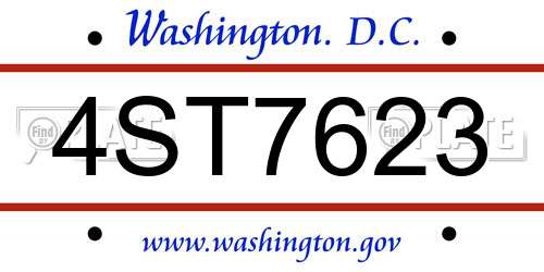 4ST7623 District Of Columbia License Plate