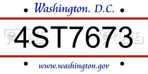 4ST7673 District Of Columbia License Plate