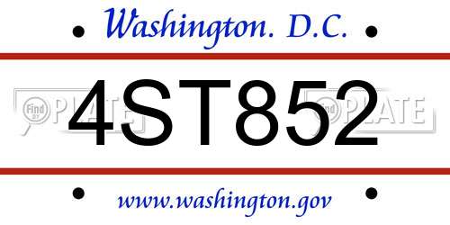 4ST852 District Of Columbia License Plate