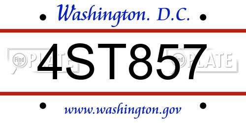 4ST857 District Of Columbia License Plate