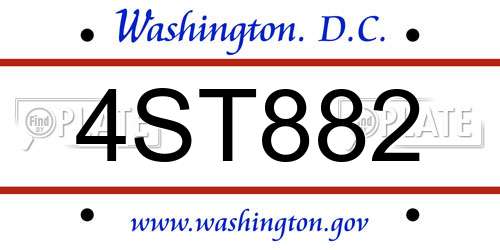 4ST882 District Of Columbia License Plate