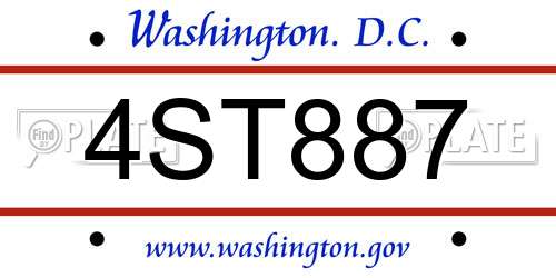 4ST887 District Of Columbia License Plate
