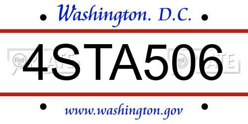 4STA506 District Of Columbia License Plate