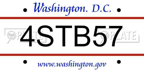 4STB57 District Of Columbia License Plate