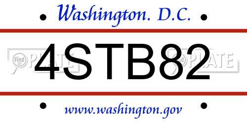 4STB82 District Of Columbia License Plate
