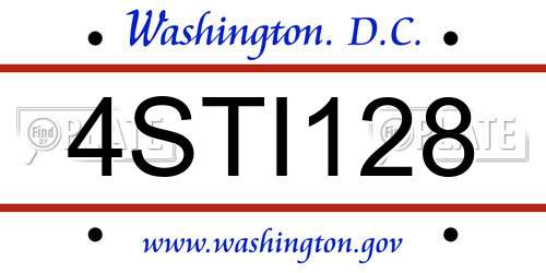 4STI128 District Of Columbia License Plate