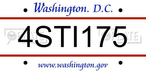 4STI175 District Of Columbia License Plate