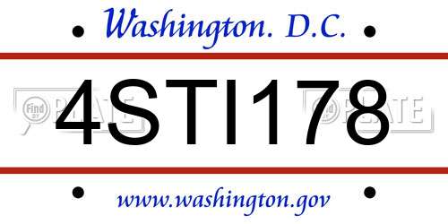 4STI178 District Of Columbia License Plate