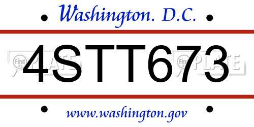 4STT673 District Of Columbia License Plate