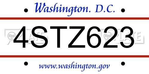 4STZ623 District Of Columbia License Plate