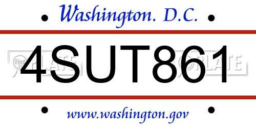 4SUT861 District Of Columbia License Plate