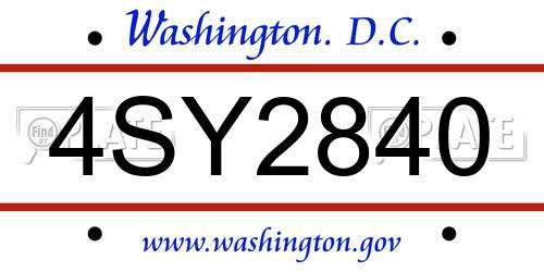4SY2840 District Of Columbia License Plate