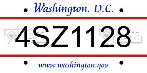 4SZ1128 District Of Columbia License Plate
