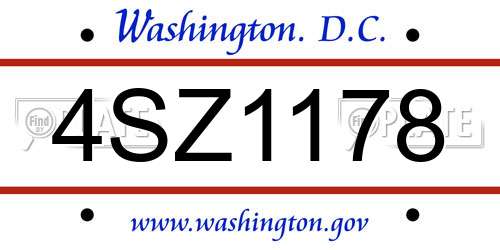 4SZ1178 District Of Columbia License Plate