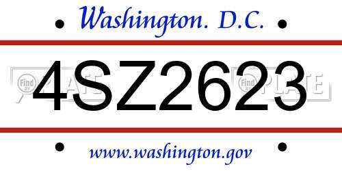 4SZ2623 District Of Columbia License Plate