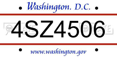 4SZ4506 District Of Columbia License Plate