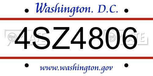 4SZ4806 District Of Columbia License Plate