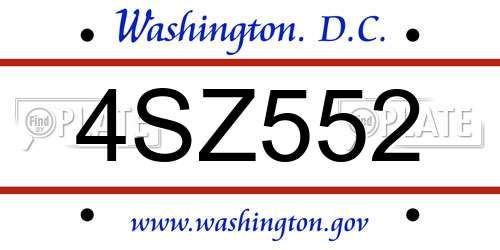 4SZ552 District Of Columbia License Plate